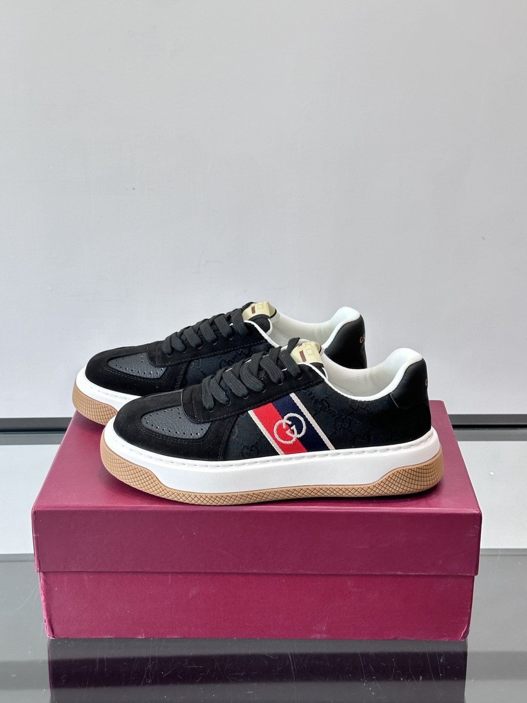 Gucci Black Stripe Sneakers — side