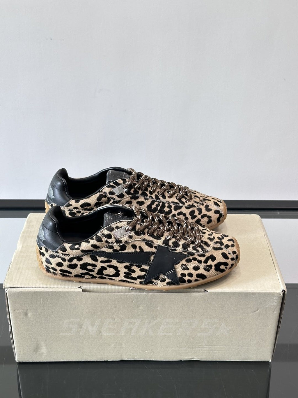 Golden Goose Leopard Print Star Sneakers — front