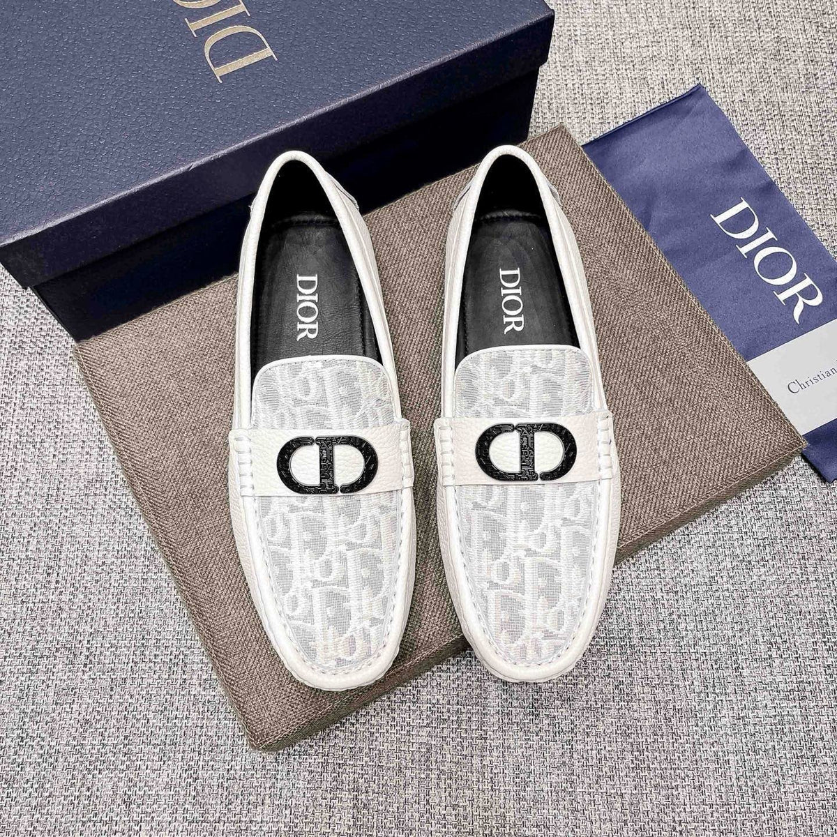 Dior Patterned Vamp Loafers — front