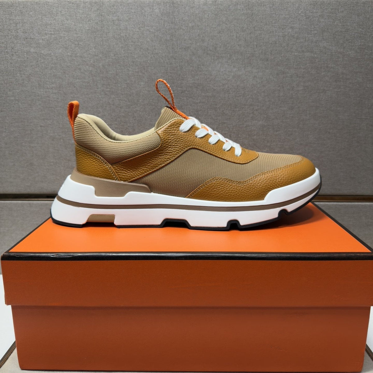 Hermès Panel Lace-Up Casual Sneakers — front
