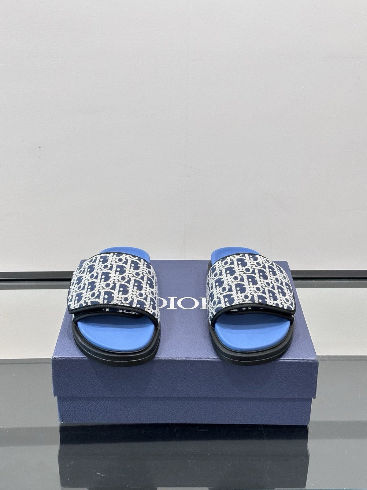 Dior Patterned Strap Slide Sandals — front