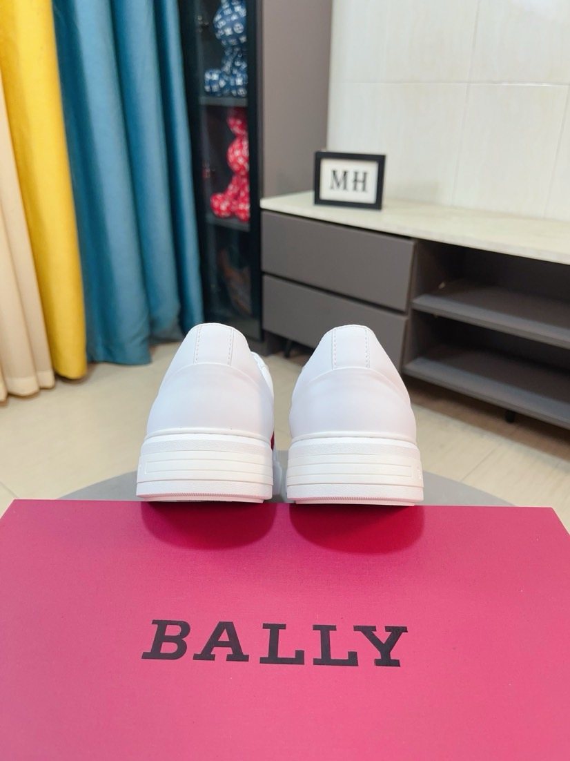 BALLY White Red Stripe Sneakers — back
