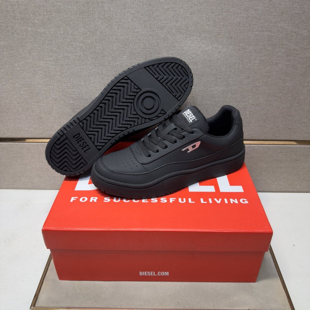 Diesel White Perforated Low-Top Sneakers — back