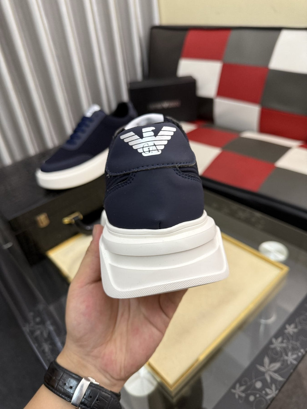 Armani Exchange Mesh Panel Sneakers — back